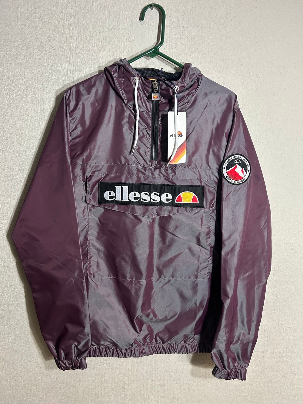 NWT Ellesse Memphis Anorak Jacket Men XL Iridescent Purple Hooded Windbreaker